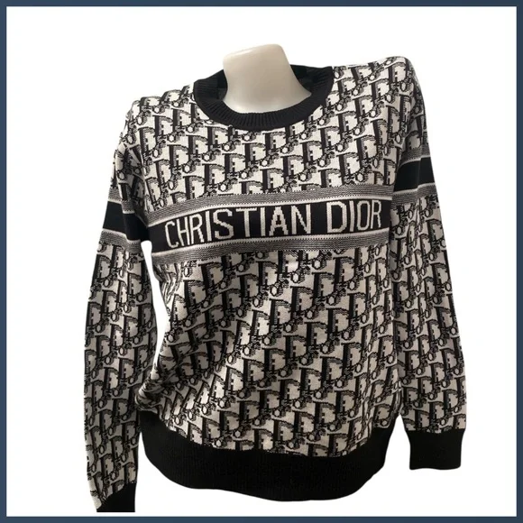Dior Monogram Black and White Crewneck Sweater - Picture 1 of 1